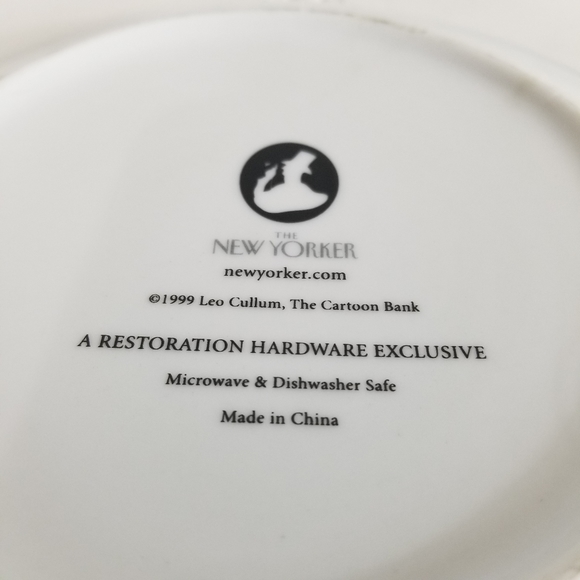 Restoration Hardware New Yorker Plate White Waiter Leo Cullum The Cartoon Bank - Picture 8 of 10